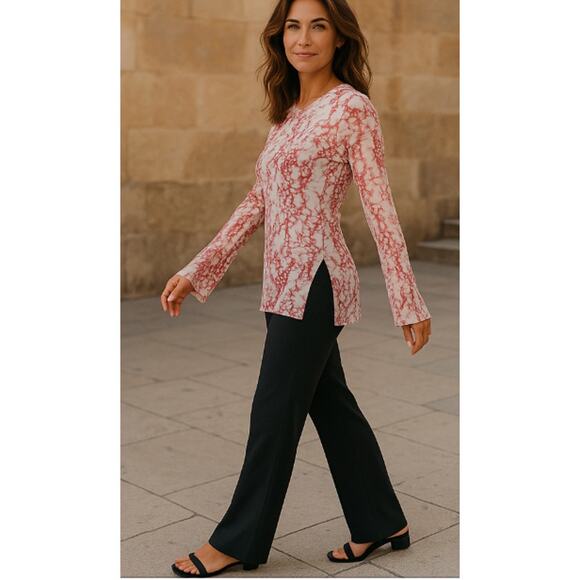 Elie Tahari Floral Sheer Silk Long Sleeve Tunic Blouse Swim Cover Small - Picture 12 of 13